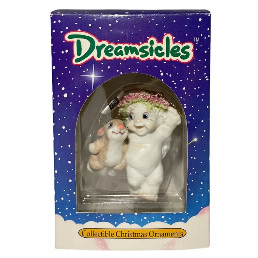 Vintage Dreamsicles Cherub Angel Bunny Decor Rare Collectible Christmas Ornament